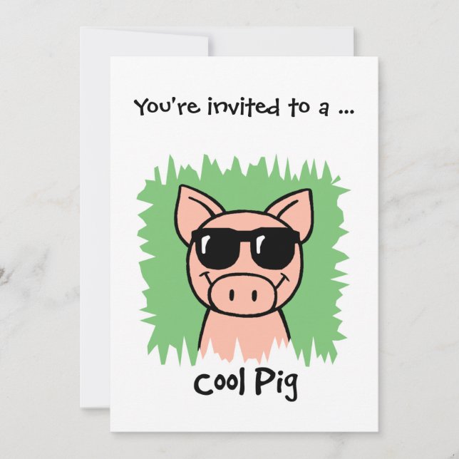 Invitation Dessin d'art Cool Cochon lunettes de soleil Garçon (Devant)