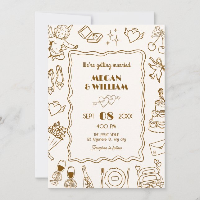 Invitation Dessin d'art mariage amusant (Devant)