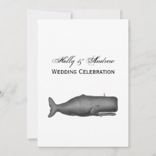 Invitation Dessin de baleine vintage du 19e siècle N