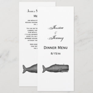 Invitation Dessin de baleine vintage du 19e siècle N