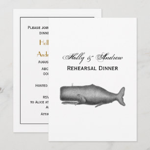 Invitation Dessin de baleine vintage du XIXe siècle