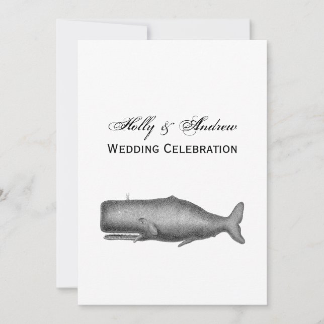 Invitation Dessin de baleine vintage du XIXe siècle (Devant)