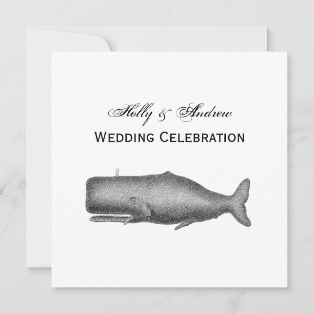Invitation Dessin de baleines vintage du 19e siècle (Devant)