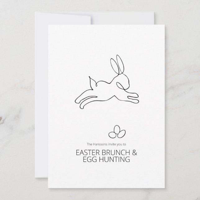 Invitation Dessin de charmante ligne du lapin de Pâques (Devant)
