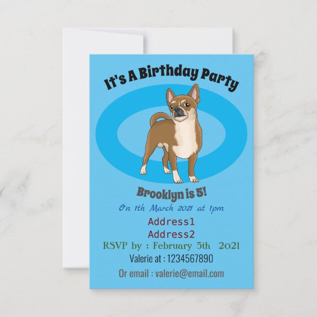 Invitation Dessin de Chihuahua pour chien (Devant)