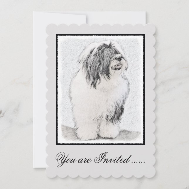 Invitation Dessin de collie à oreilles - Joli art original de (Devant)