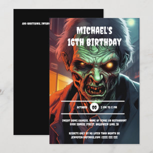 Invitation Dessin de créature zombie halloween garçons du par