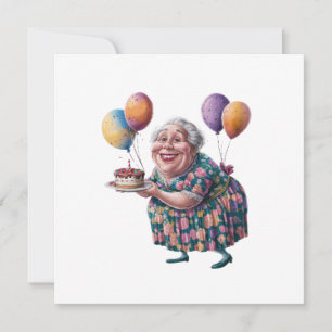 Invitation Dessin de fête d'anniversaire de grand-mère drôle