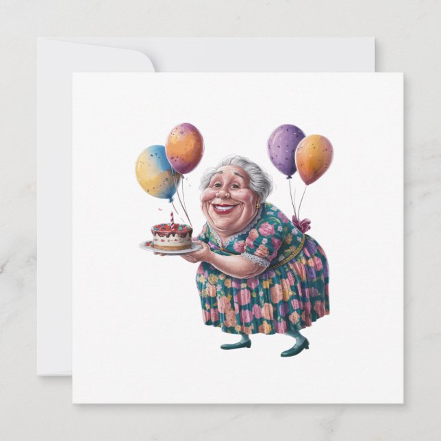 Invitation Dessin de fête d'anniversaire de grand-mère drôle  (Devant)