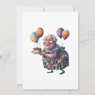 Invitation Dessin de fête d'anniversaire de grand-mère drôle