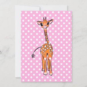 Invitation Dessin de girafe, animal safari, pois