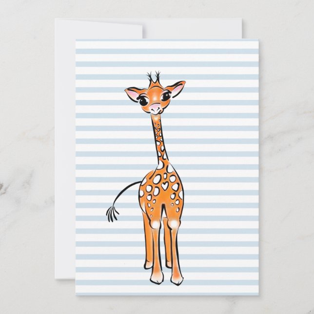 Invitation Dessin de girafe, animaux de safari (Devant)