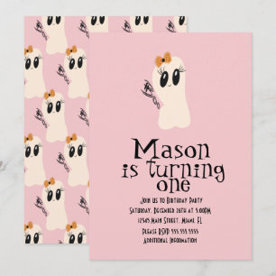 Invitation Dessin de goule mignon Halloween Anniversaire rose