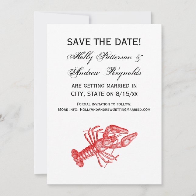 Invitation Dessin de homard rouge vintage no 1 (Devant)