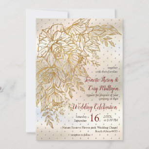 Invitation Dessin de ligne Rose Gold Elegant