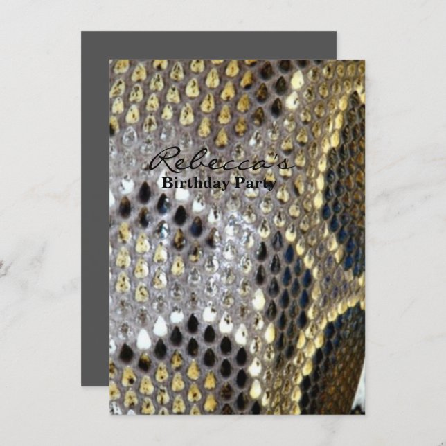 Invitation dessin de serpent motif gris-noir beige (Devant / Derrière)