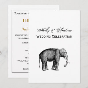 Invitation Dessin d'éléphant vintage