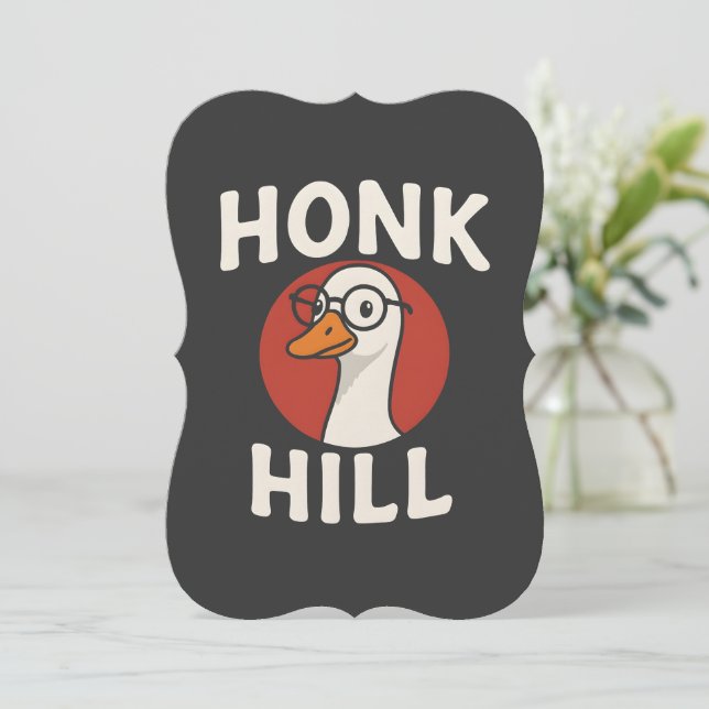 Invitation Dessin d'oie drôle de Honk Hill - Oiseau mignon et (Debout devant)
