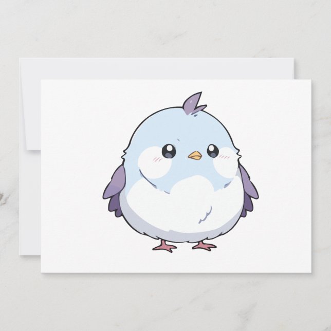 Invitation Dessin d'oiseau Cute Kawaii Chubby - adorable Past (Devant)