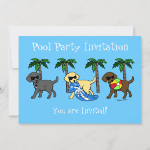 Invitation Dessin du Cool Labradors Beach Party