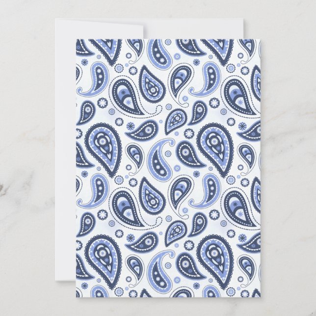 Invitation Dessin imprimé paisley floral bleu complexe (Devant)