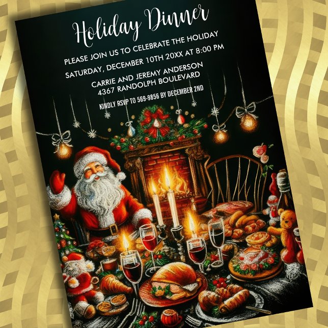 Invitation Dessin Pastel de Fêtes Père Noël (Créateur téléchargé)