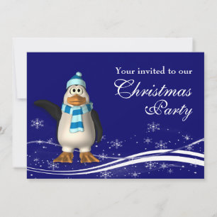 Invitation Dessin Père Noël Penguin fête de Noël