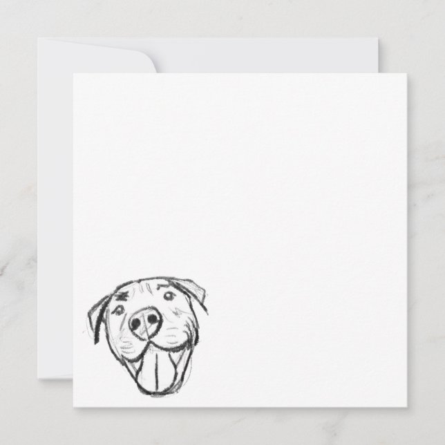 Invitation dessin pitbull simple amoureux des chiens noir bla (Devant)