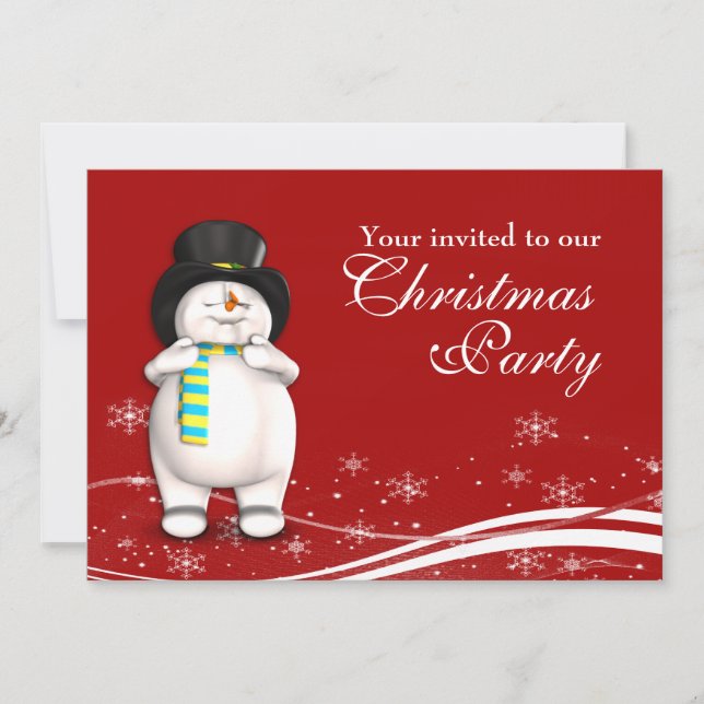 Invitation Dessin Snowman & Fête de Noël du Père Noël (Devant)