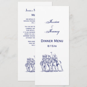 Invitation Dessin stylisé vintage de match de polo #1 Bleu