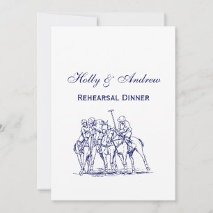 Invitation Dessin stylisé vintage d'un match de polo #1 bleu