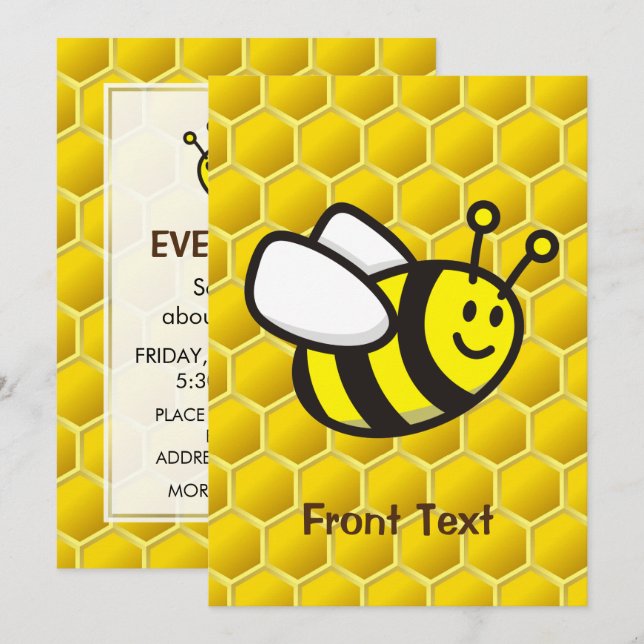 Invitation Dessin sur les abeilles (Devant / Derrière)