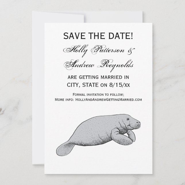 Invitation Dessin Vintage de Lamantin (Devant)