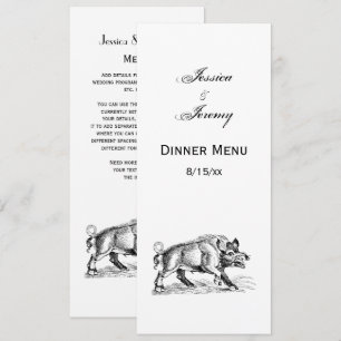 Invitation Dessin vintage de sanglier BW #2