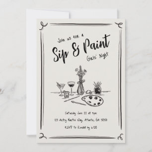Invitation dessinée à la main pour une soirée pein