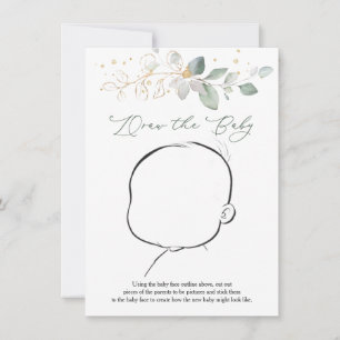 Invitation Dessinez le jeu de Baby shower Baby Greenery