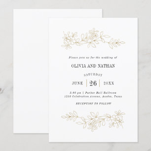Invitation Dessins de la ligne botanique de Faux Gold  Mariag