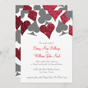 Invitation Destinas Vegas Red and Grey Faux Parties scintilla