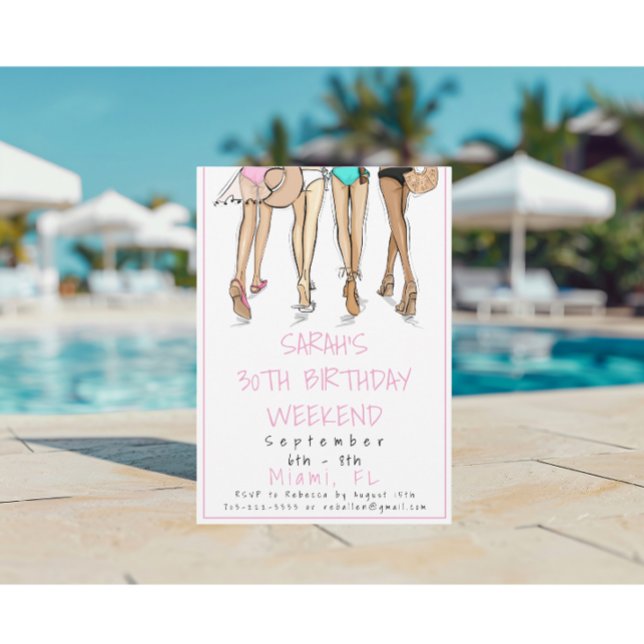 Invitation Destination Anniversaire Fête Week-end Bikini Mode (Créateur téléchargé)