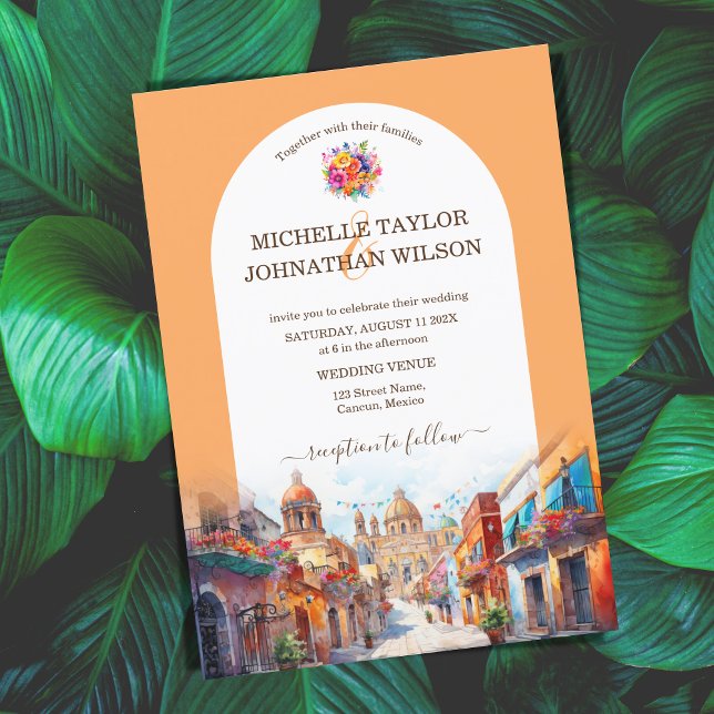 Invitation Destination colorée Mariage Mexique Fleurs Fiesta (colorful mexico wedding)