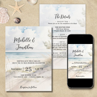 Invitation Destination côtière de plage tout en un Mariage