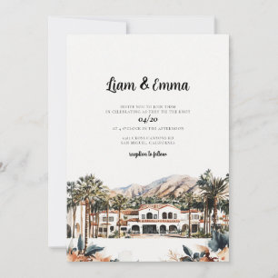 Invitation Destination de mariage à l'aquarelle de Santa Barb