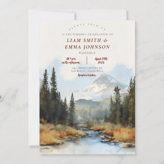 Invitation Destination de mariage aquarelle de montagne du Co