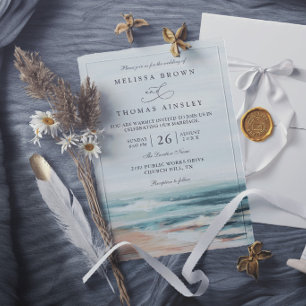Invitation Destination de mariage élégant moderne plage océan