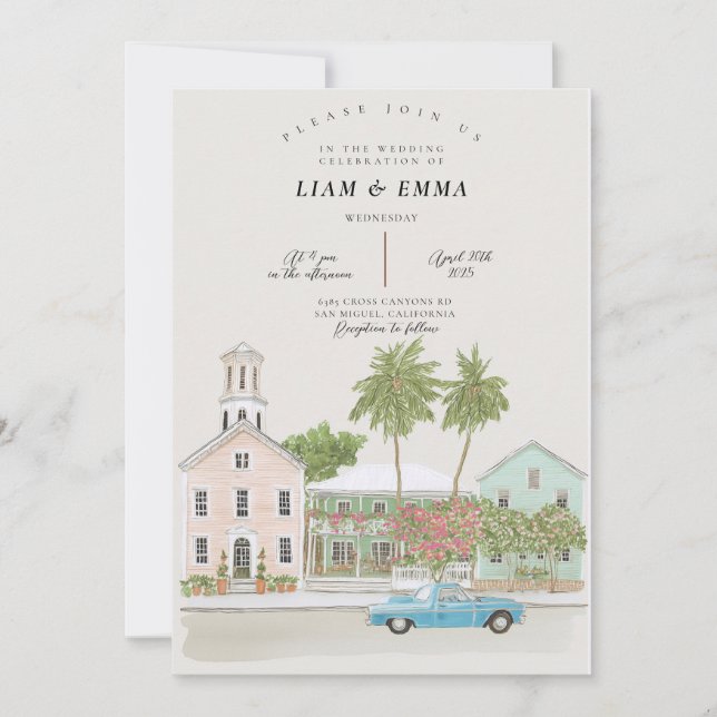 Invitation Destination de mariage KEY WEST Floride Keys  (Devant)