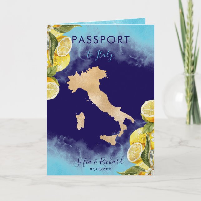 Invitation Destination de mariage Lemon Summer Passport Itali (Devant)
