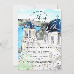 Invitation Destination de mariage moderne île grecque Skiatho