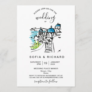 Invitation Destination de mariage moderne île grecque Skiatho