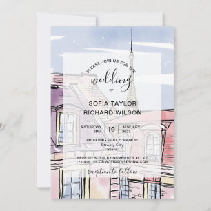Invitation Destination de mariage moderne Paris Tour Eiffel I