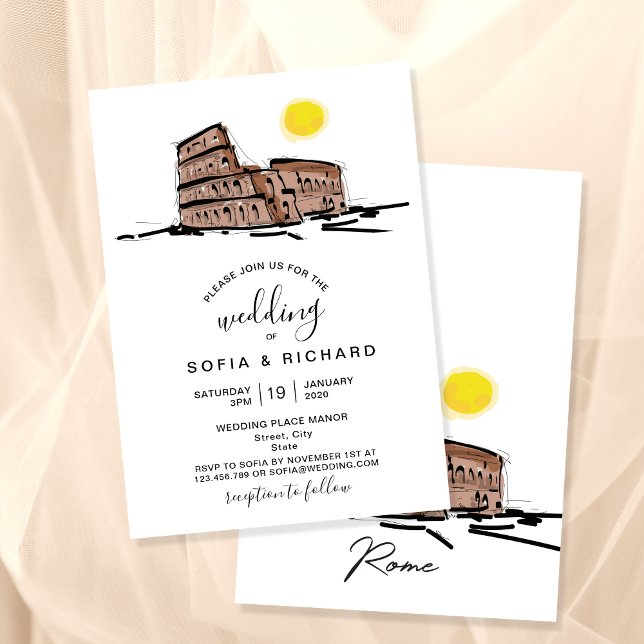 Invitation Destination de mariage moderne Rome Italie Colosse (Créateur téléchargé)
